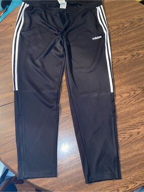 Adidas mens Black Jogger Pants with White Side Stripes